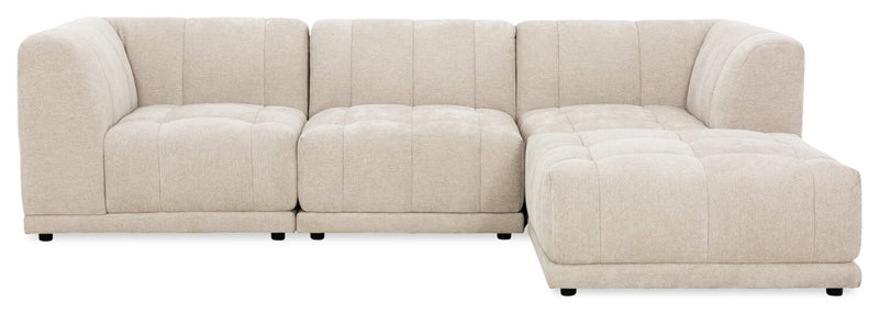 Sofa sectionnel modulaire Oaklyn 4 pièces en tissu avec pouf et coussins de siège capitonnés - beige