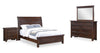 Ensemble de chambre à coucher Sonoma 6 pièces avec lit, commode, miroir et table de nuit, brun manguier - format lit double