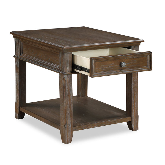 Table de bout traditionnelle Weston de 24 po avec rangement et ports USB - orme brun