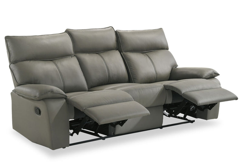 Sofa inclinable Matteo de 88 po en cuir véritable - gris Aviarah