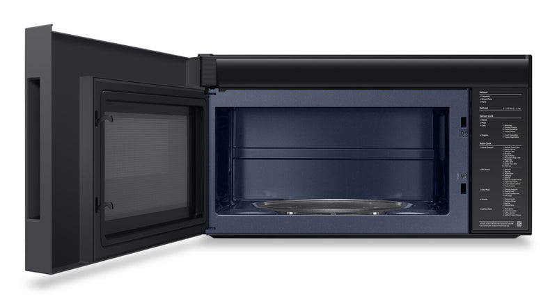 Four à micro-ondes à hotte intégrée Samsung de 2,1 pi³ avec 400 pi³/min et commandes tactiles en verre - verre blanc - ME21DB650012AC