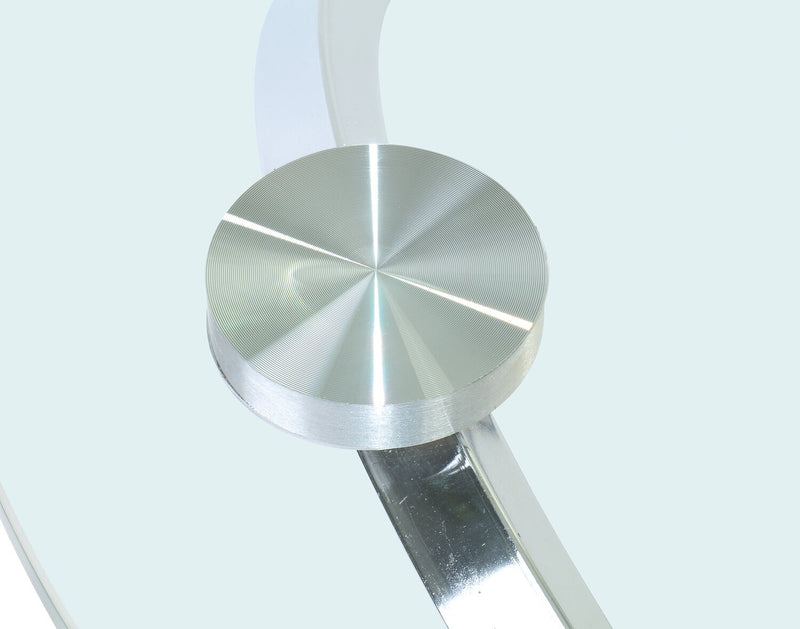 2 tables modernes Hendrix de 36 po (table à café et table de bout) avec dessus en verre - chromées avec base en métal