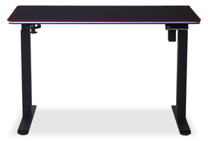 Bureau de jeu Finch de 47 po avec réglage électrique de la hauteur et éclairage à DEL RVB - noir
