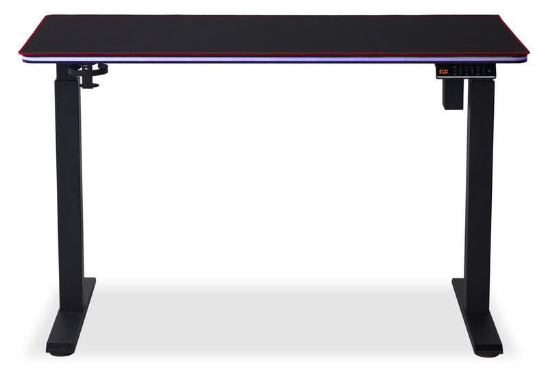 Bureau de jeu Finch de 47 po avec réglage électrique de la hauteur et éclairage à DEL RVB - noir