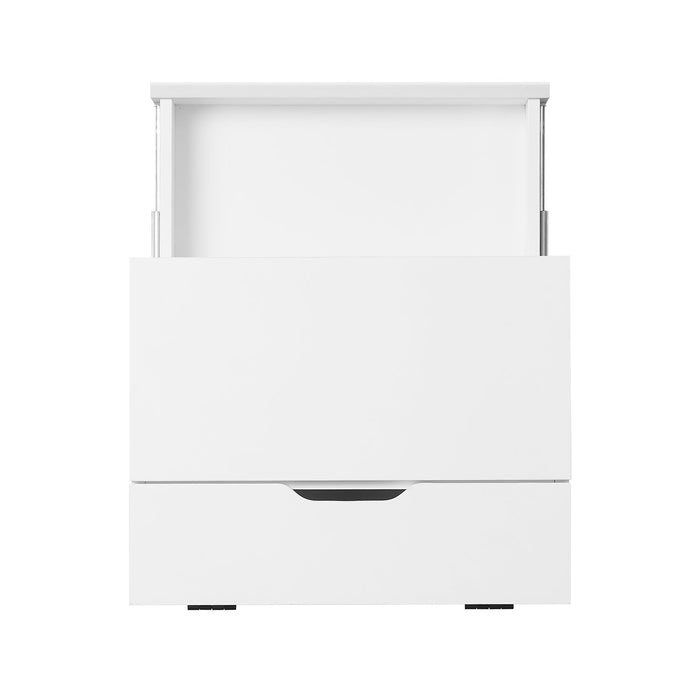 Table de nuit Akio de 18 po (l) x 25,75 po (H) à 1 tiroir avec dessus relevable et rangement - blanche et noire