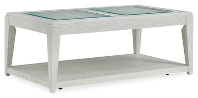 Vida 48” Solid Wood Coffee Table with Shelf and Casters - Sand | Table à café Vida de 48 po en bois massif avec tablette et roulettes - sable | VIDWHCTB