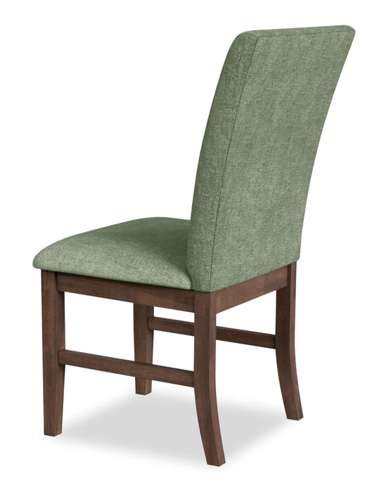 Chaise de salle à manger Rain avec siège et dossier rembourrés en tissu - verte