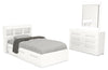 Ensemble lit matelot Riley 5 pièces avec tête de lit bibliothèque, commode et miroir, blanc - format lit simple