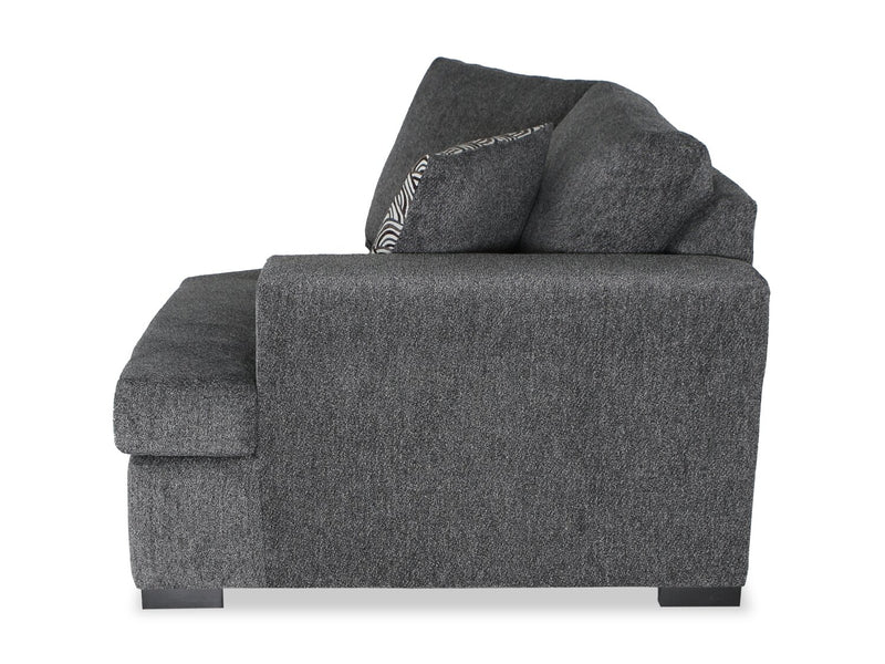 Sofa-lit sectionnel enveloppant de droite Legend 2 pièces fabriqué au Canada en tissu de chenille - gris poivre