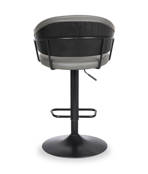 Tabouret bar Odin en tissu de cuir végétalien et en métal avec siège pivotant et réglable - gris