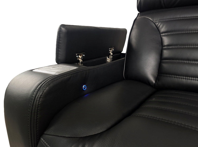 Fauteuil de massage à inclinaison électrique Zen de 40 po en similicuir avec appuie-tête électrique et siège chauffant - noir