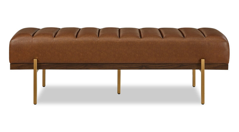 Banc Linden de 55 po en similicuir - brun