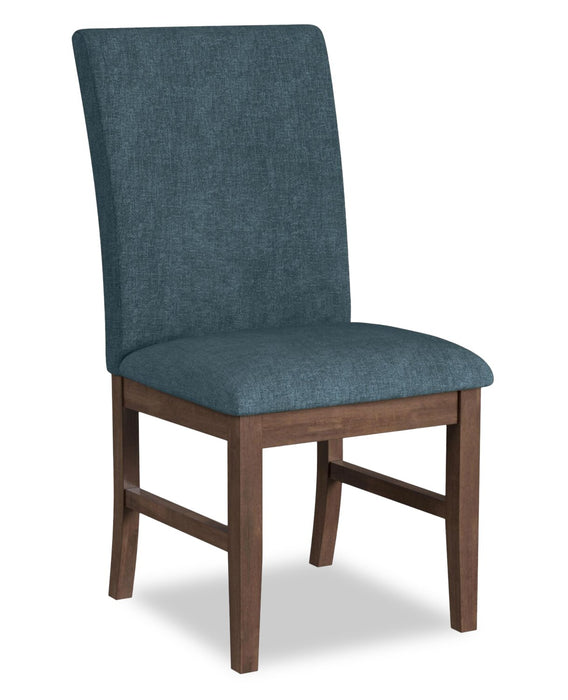 Ensemble de salle à manger Rain 5 pièces avec table ronde de 45 po (L) et 4 chaises bleues - bleu et brun