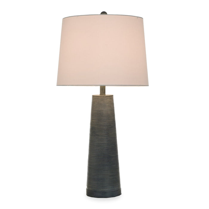 Lampe de table texturée Sadie de 31,5 po avec abat-jour blanc - lavis denim 