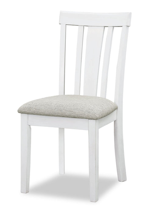 Ensemble de salle à manger Brook 5 pièces avec table ronde, rallonge de 42 po à 54 po (L) et 4 chaises - blanc et brun