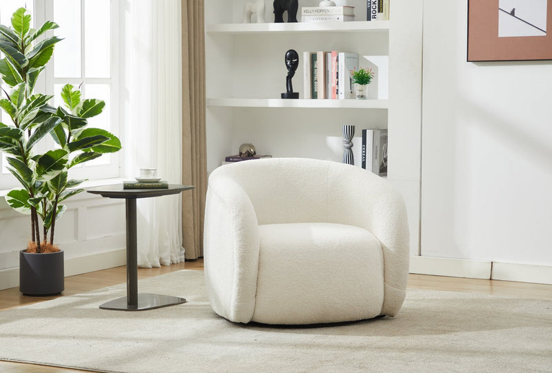 Fauteuil d’appoint courbé Solo de 31,1 po en tissu sherpa - crème glacée