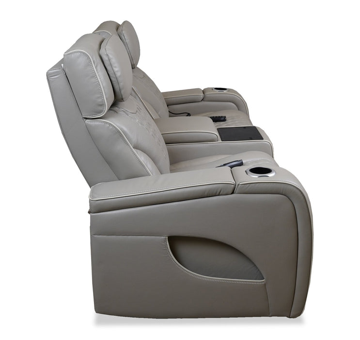 Causeuse de massage à inclinaison électrique Elite de 74 po en cuir véritable avec son immersif et appuie-têtes électriques - mastic