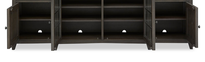 Meuble pour téléviseur traditionnel Wesley de 90 po avec rangement et système de gestion des câbles pour téléviseurs jusqu’à 95 po - graphite