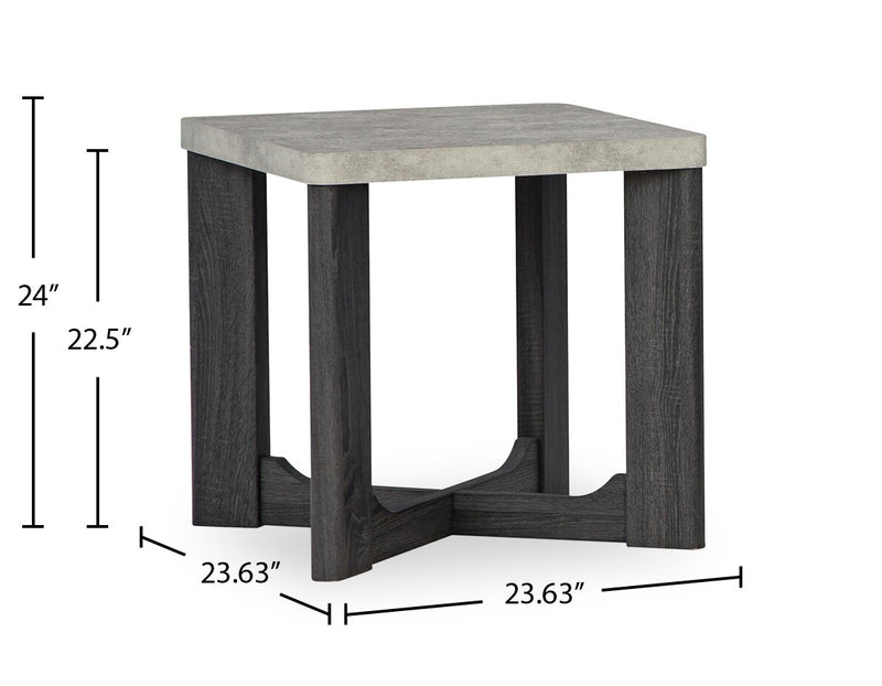 Ensemble de 3 tables modernes Sherman de 35,5 po, table à café et 2 tables de bout - gris