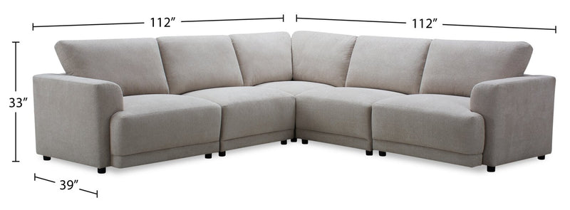 Sofa sectionnel modulaire Voyage 5 pièces en tissu avec coussins de dossier amovibles - taupe