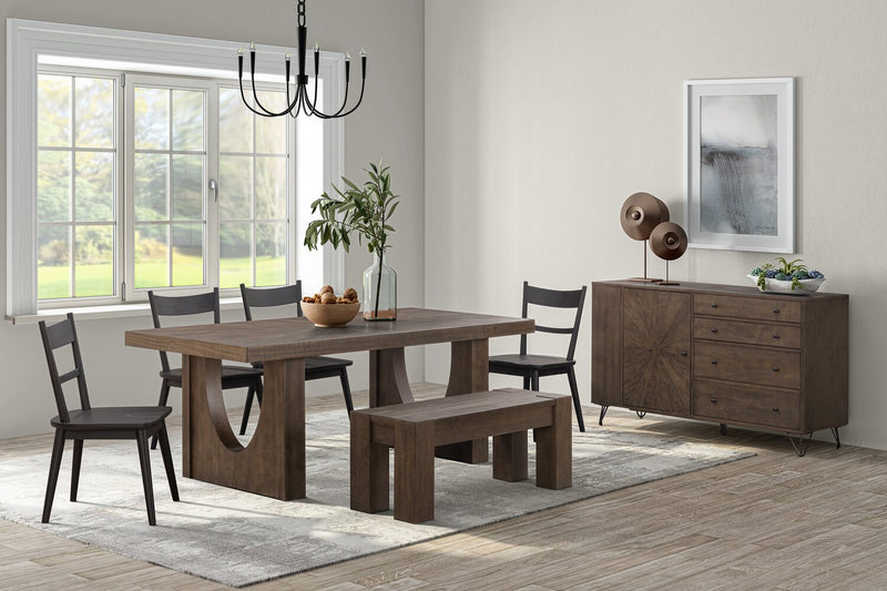 Table de salle à manger Sol de Kort & Co. de 78 po (L) avec base piédestal - brune
