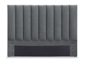 Tête de lit rembourrée Amos en tissu anthracite en canaux - format très grand lit