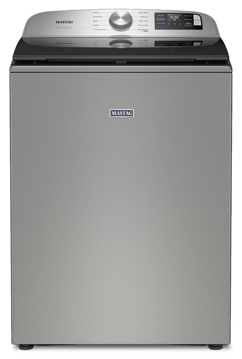 Laveuse intelligente à chargement par le haut de 6,0 pi3 et sécheuse à gaz de 7,4 pi3 de Maytag - argenté radieux 