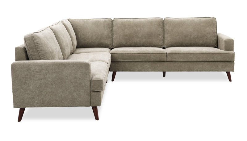 Sofa sectionnel en forme de V Kira 3 pièces en tissu - gris
