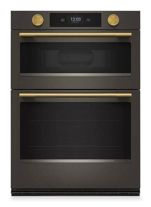 Four mural combiné intelligent électrique KitchenAid de 30 po avec caméra de cuisson – minerai noir - KOEC930SBE