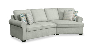 Sofa sectionnel enveloppant de droite Haven de Scott Living 2 pièces en tissu de chenille - bleu écume de mer