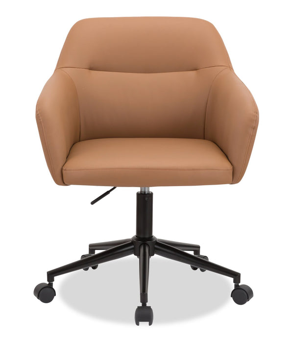 Chaise de bureau pivotante Stevie de 23 po d’apparence cuir à hauteur réglable - brun foncé