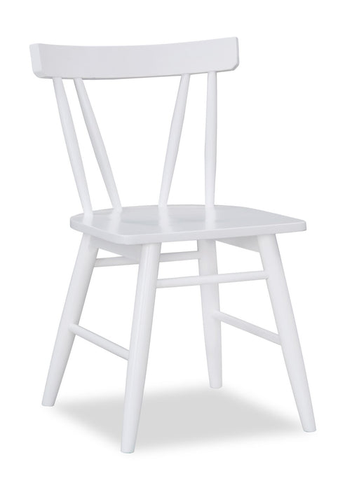 Chaise de salle à manger Remi avec dossier à lattes courbé - blanche