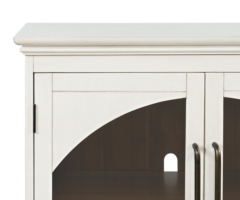 Armoire décorative Twyla en bois massif avec portes arquées - blanche