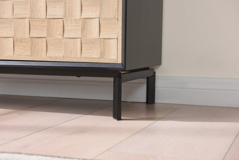 Armoire décorative Alenna de 36 po à 2 portes - noire avec portes blanc vieilli