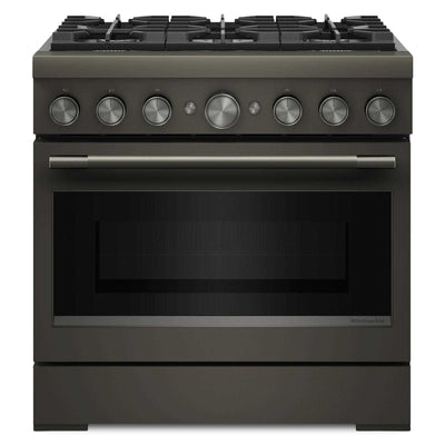 KitchenAid 5.1 Cu. Ft. Dual Fuel Range with No Preheat Air Fry – Black Ore - KFDS936SBE | Cuisinière hybride KitchenAid de 5,1 pi3 avec friture à air sans préchauffage - minerai noir - KFDS936SBE