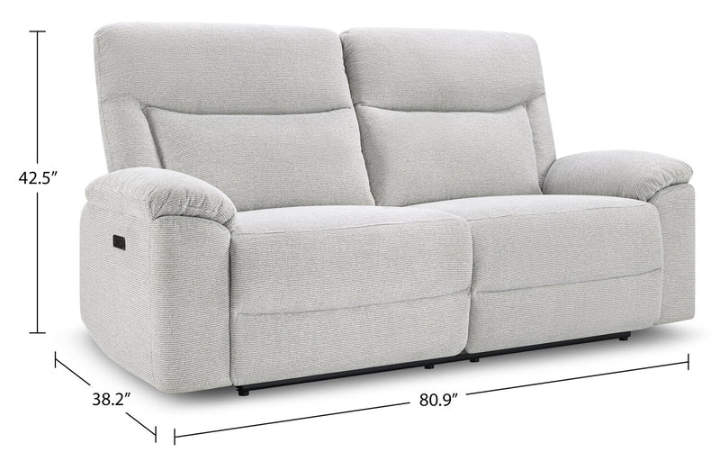 Sofa à inclinaison électrique Spencer de 80,9 po en tissu de chenille - gris