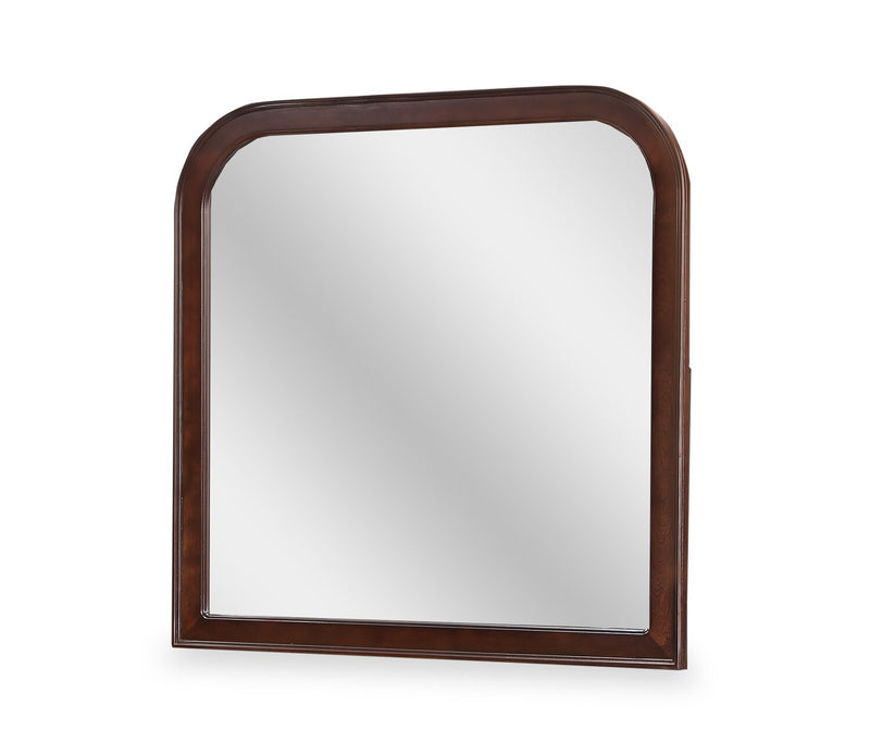 Ensemble de chambre à coucher Marco 5 pièces avec lit, commode et miroir, brun cerisier - format grand lit