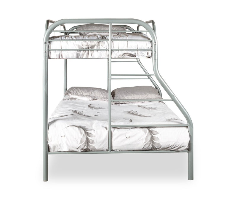 Lits superposés Logan pour enfants avec échelles et garde-corps, métal gris - simple et double