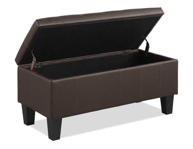 Pouf de rangement James de 39,25 po en similicuir - brun foncé