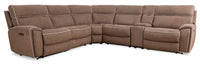  Sofa sectionnel à inclinaison électrique Newport de Cindy Crawford Home 6 pièces en suédine avec fauteuil inclinable sans accoudoirs - taupe