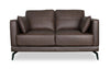 Causeuse Melrose de 60,5 po en cuir véritable de qualité supérieure avec coussins de dossier réversibles et pattes en métal - brun foncé