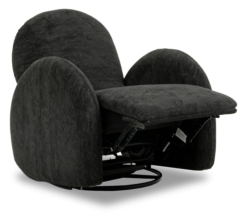 Fauteuil d’appoint coulissant, pivotant et inclinable Shay en chenille - ebony