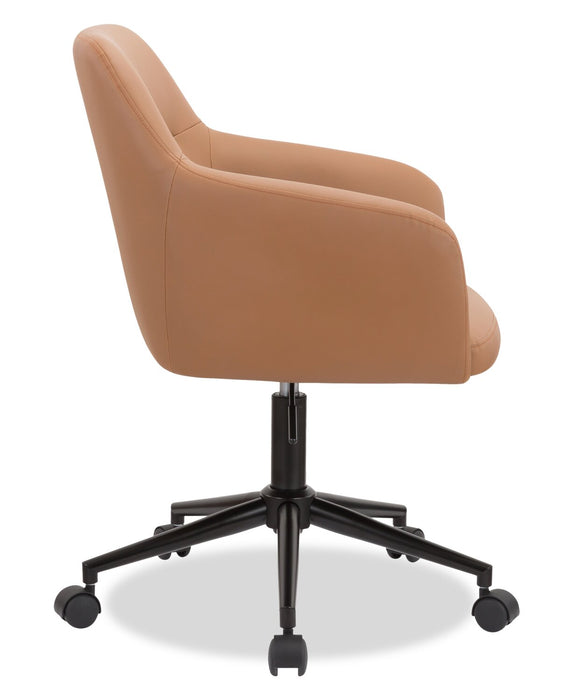 Chaise de bureau pivotante Stevie de 23 po d’apparence cuir à hauteur réglable - brun foncé