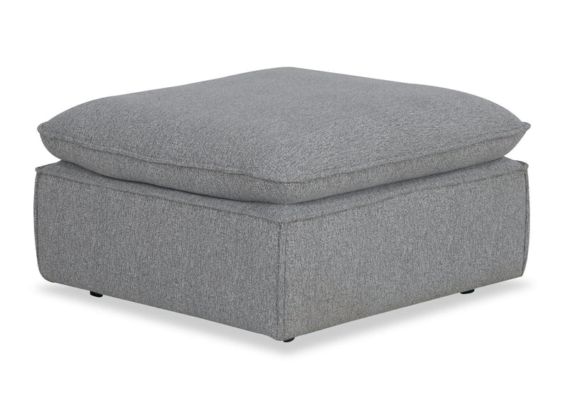 Pouf Farah de 33,85 po en tissu de chenille avec coussin en duvet et plumes - argenté