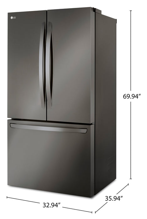 Réfrigérateur LG de 36 po et de 27 pi3 de profondeur comptoir à portes françaises - acier inoxydable noir PrintProofMC - LRFLC2706D