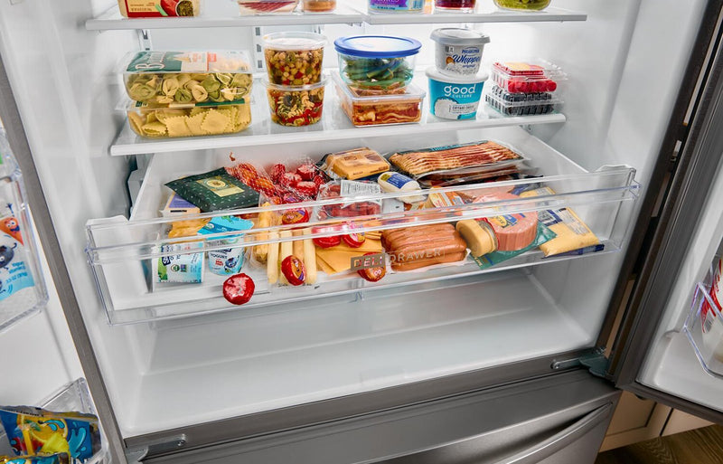 Réfrigérateur Whirlpool de 36 po et de 25 pi³ à portes françaises avec distributeur d’eau et de glaçons - WRFF3436RB