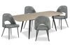 Ensemble de salle à manger Joss 5 pièces en métal avec table, rallonge papillon de 63 po à 86,5 po (L) et 4 chaises Bay - gris