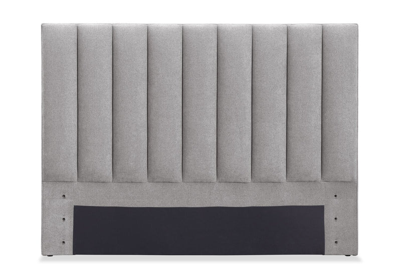 Tête de lit rembourrée Amos en tissu gris en canaux - format lit double