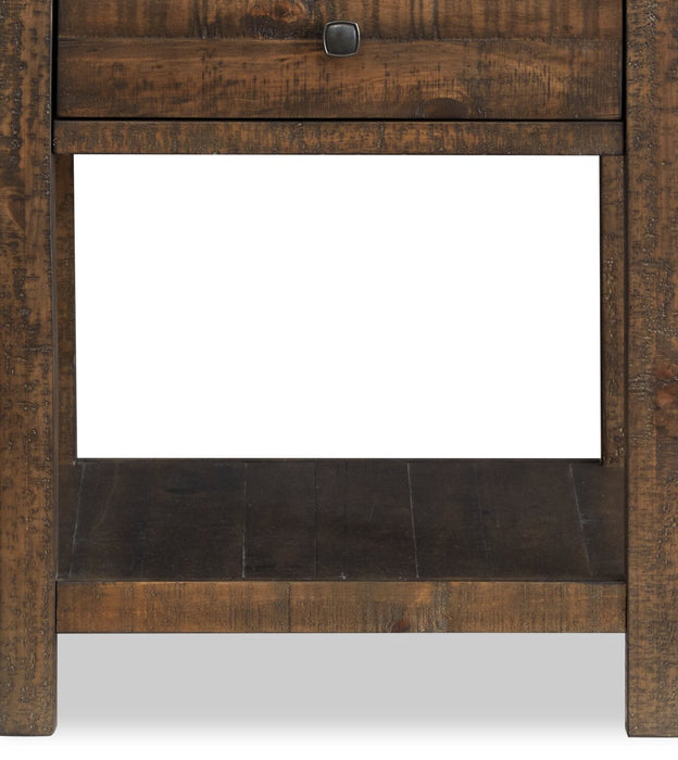 Table de bout Edwin de 22 po en pin champêtre avec rangement - brun champêtre