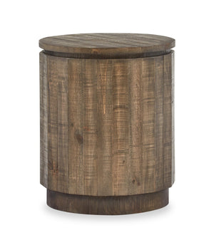 Table de bout ronde rustique Elm de 20 po en pin - brune